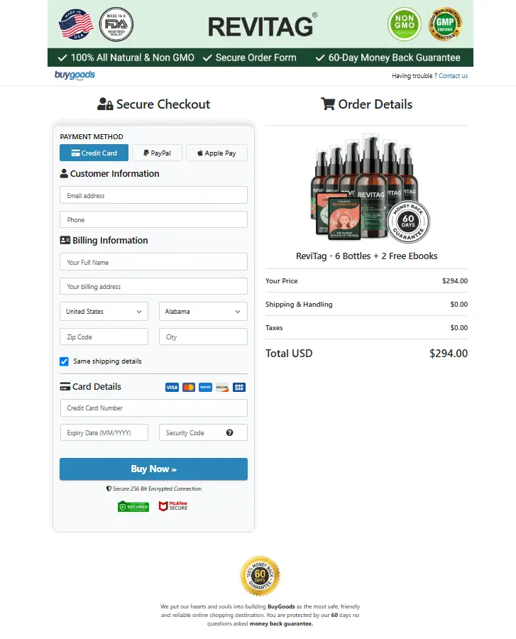 ReviTag® Secure Order Form
